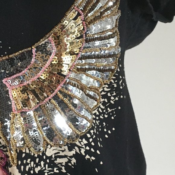 Vintage H&M Sequins T-Shirt, Asymmetric hem - Picture 3 of 8